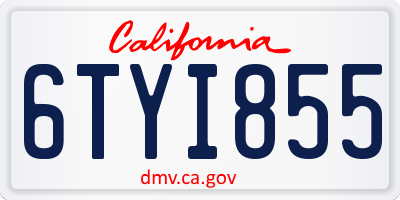 CA license plate 6TYI855