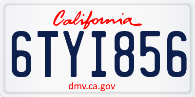 CA license plate 6TYI856