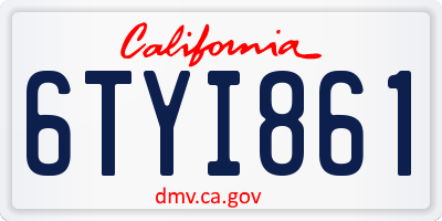 CA license plate 6TYI861