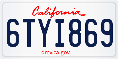 CA license plate 6TYI869
