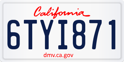 CA license plate 6TYI871