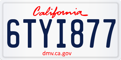 CA license plate 6TYI877