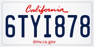 CA license plate 6TYI878