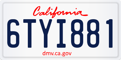 CA license plate 6TYI881
