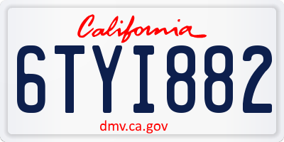 CA license plate 6TYI882
