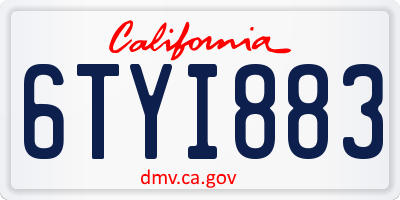 CA license plate 6TYI883