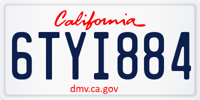 CA license plate 6TYI884