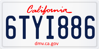 CA license plate 6TYI886