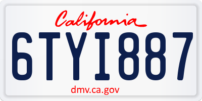 CA license plate 6TYI887
