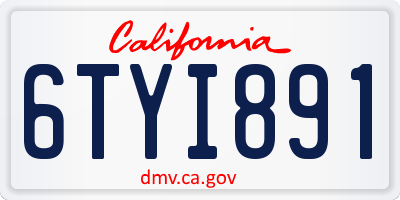 CA license plate 6TYI891
