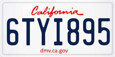 CA license plate 6TYI895