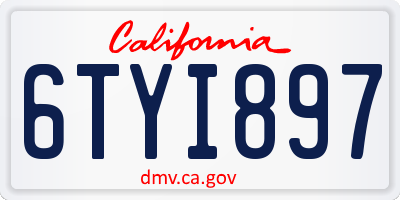 CA license plate 6TYI897