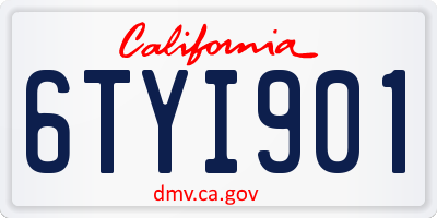 CA license plate 6TYI901