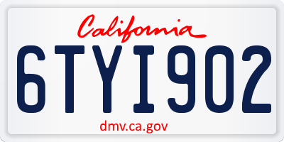 CA license plate 6TYI902