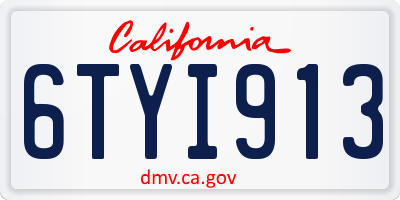 CA license plate 6TYI913