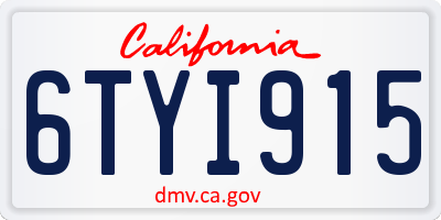 CA license plate 6TYI915