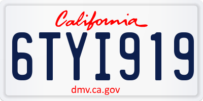 CA license plate 6TYI919