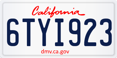 CA license plate 6TYI923
