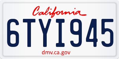 CA license plate 6TYI945
