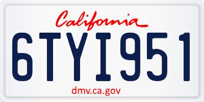 CA license plate 6TYI951