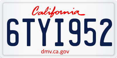 CA license plate 6TYI952