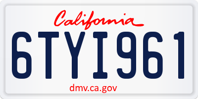 CA license plate 6TYI961