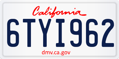 CA license plate 6TYI962