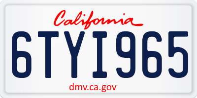 CA license plate 6TYI965