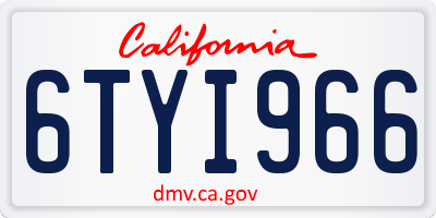 CA license plate 6TYI966