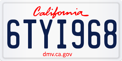 CA license plate 6TYI968