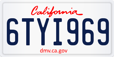 CA license plate 6TYI969
