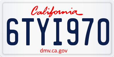 CA license plate 6TYI970