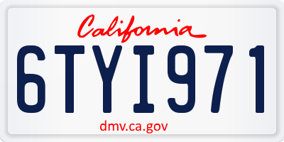 CA license plate 6TYI971
