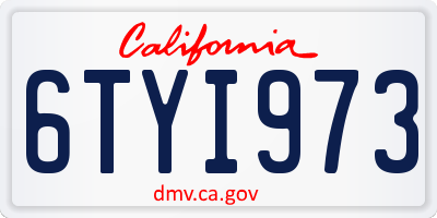 CA license plate 6TYI973