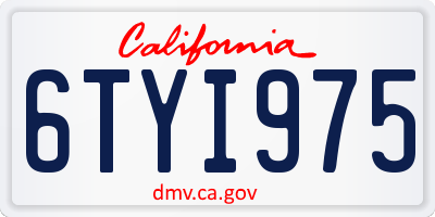 CA license plate 6TYI975