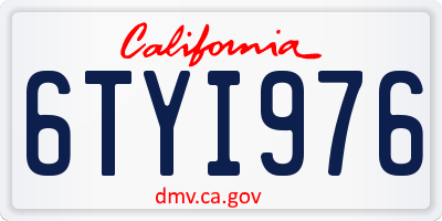 CA license plate 6TYI976