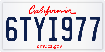 CA license plate 6TYI977