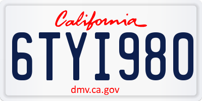 CA license plate 6TYI980