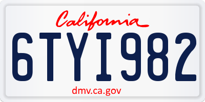 CA license plate 6TYI982