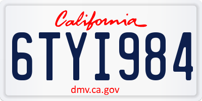 CA license plate 6TYI984