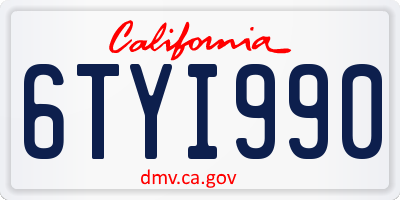 CA license plate 6TYI990