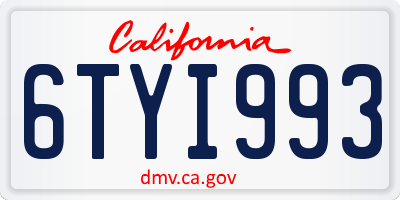 CA license plate 6TYI993