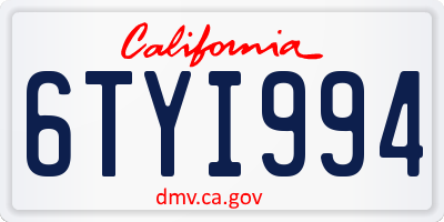 CA license plate 6TYI994