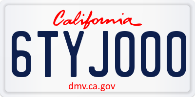 CA license plate 6TYJ000