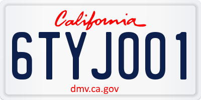 CA license plate 6TYJ001