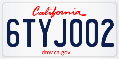 CA license plate 6TYJ002
