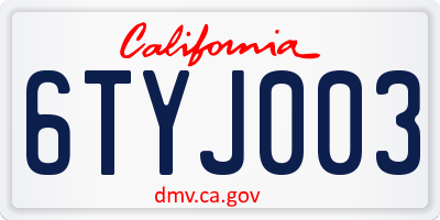 CA license plate 6TYJ003