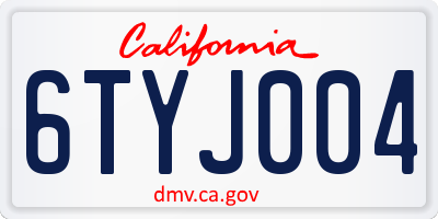 CA license plate 6TYJ004