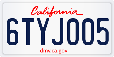 CA license plate 6TYJ005