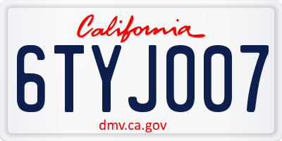 CA license plate 6TYJ007